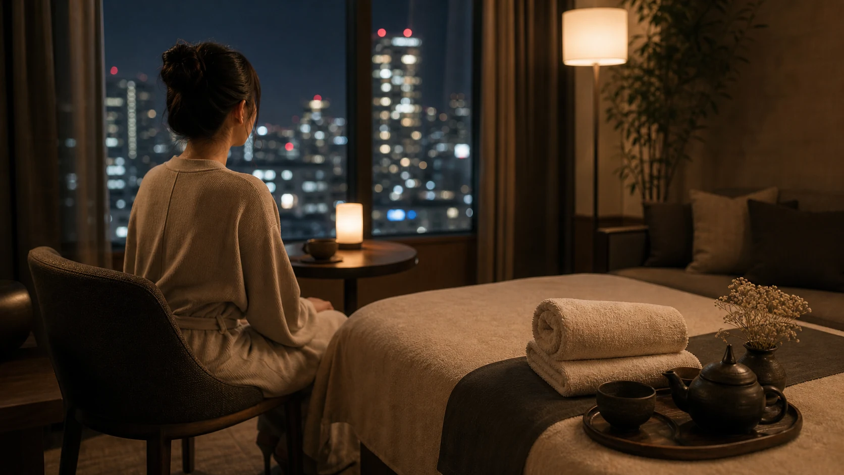 夜景を望むスイートでくつろぐ120分プレミアムコース